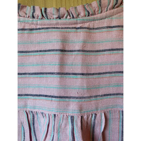 🧺J. Jill | 100% Linen Pink & black candy stripe peasant blouse | Large - Picture 7 of 7